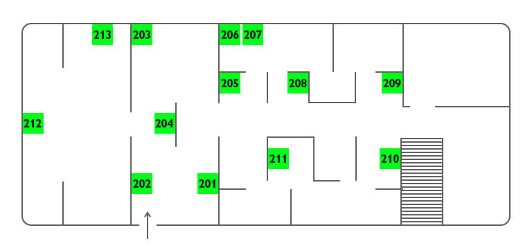 Эрарта 2 этаж: схема аудиогида.