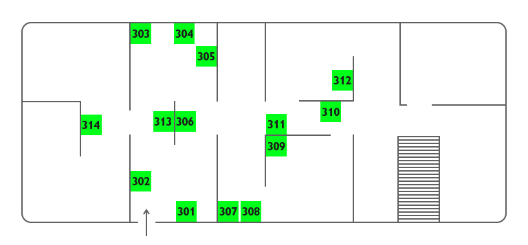 Эрарта 3 этаж: схема аудиогида.
